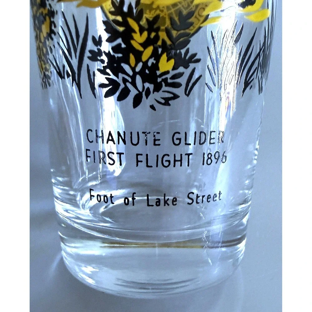 Gary IN 1956 Jubilee Chanute Glider Glass Tumbler Highball Enamel Paint 5.25